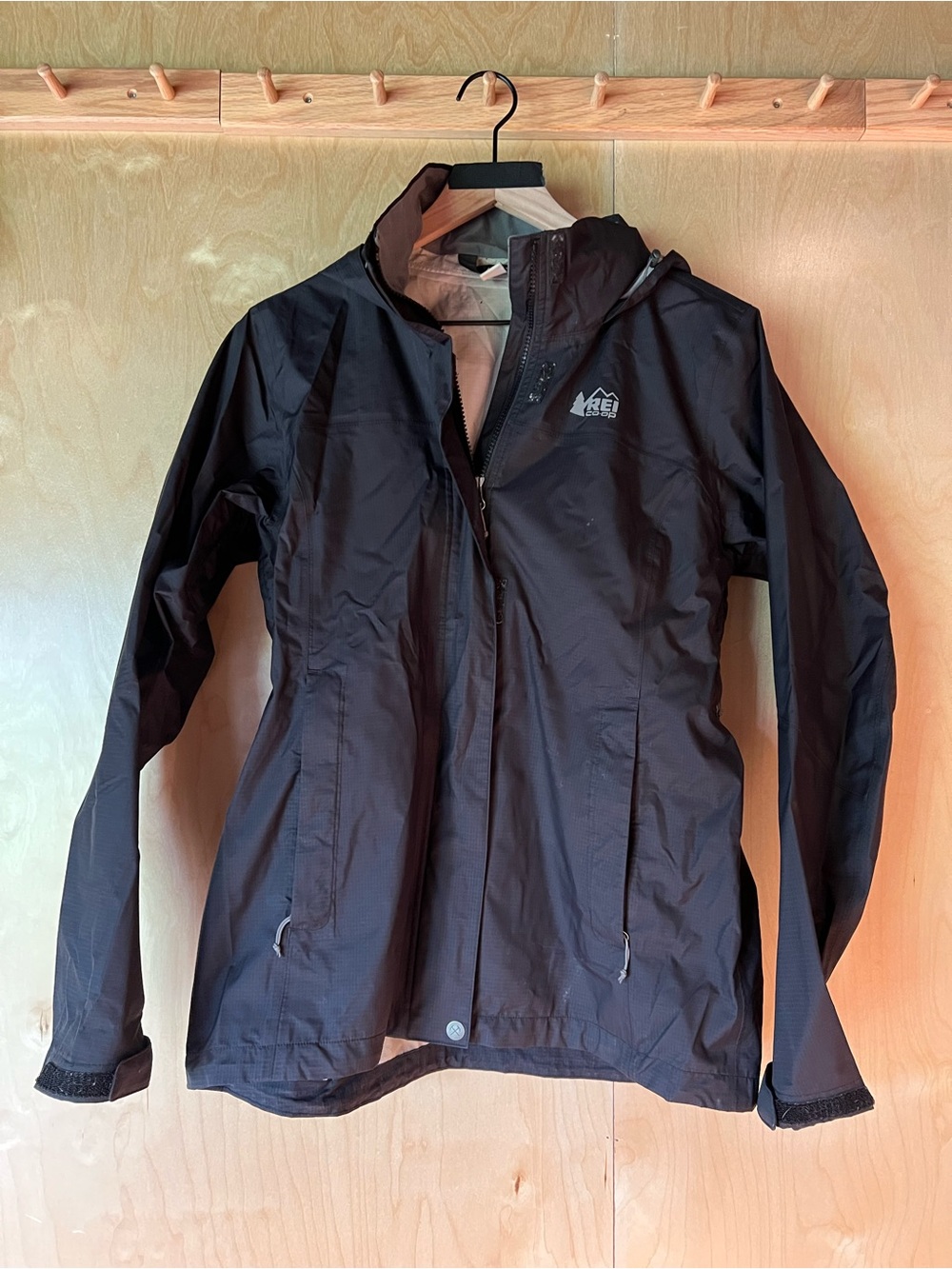 REI Women's Black Hooded Waterproof Utility Jacket
